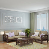 Trinity Solid Sheesham Wood 5 Seater Sofa Set With Coffee Table (3+2, Walnut Finish)